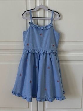 Janie and Jack Girls Flag Embroidered Ruffle Dress, Size 10, NWT